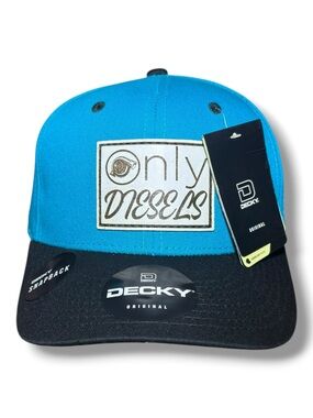 Decky Two-Tone Snapback Hat - Turquoise & Black 'Only Diesel' Patch